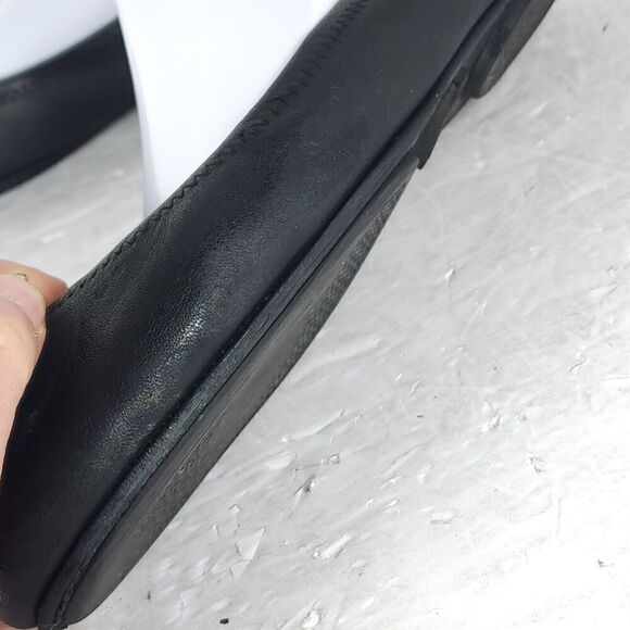 TORY BURCH Women's MINNIE US 10,5M Black Leather Logo Slip On Ballet Flats - Picture 12 of 16